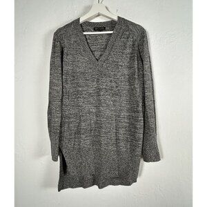 Banana Republic Womens V-Neck Tunic Sweater Small Knit Grey Pima Cotton Cashmere